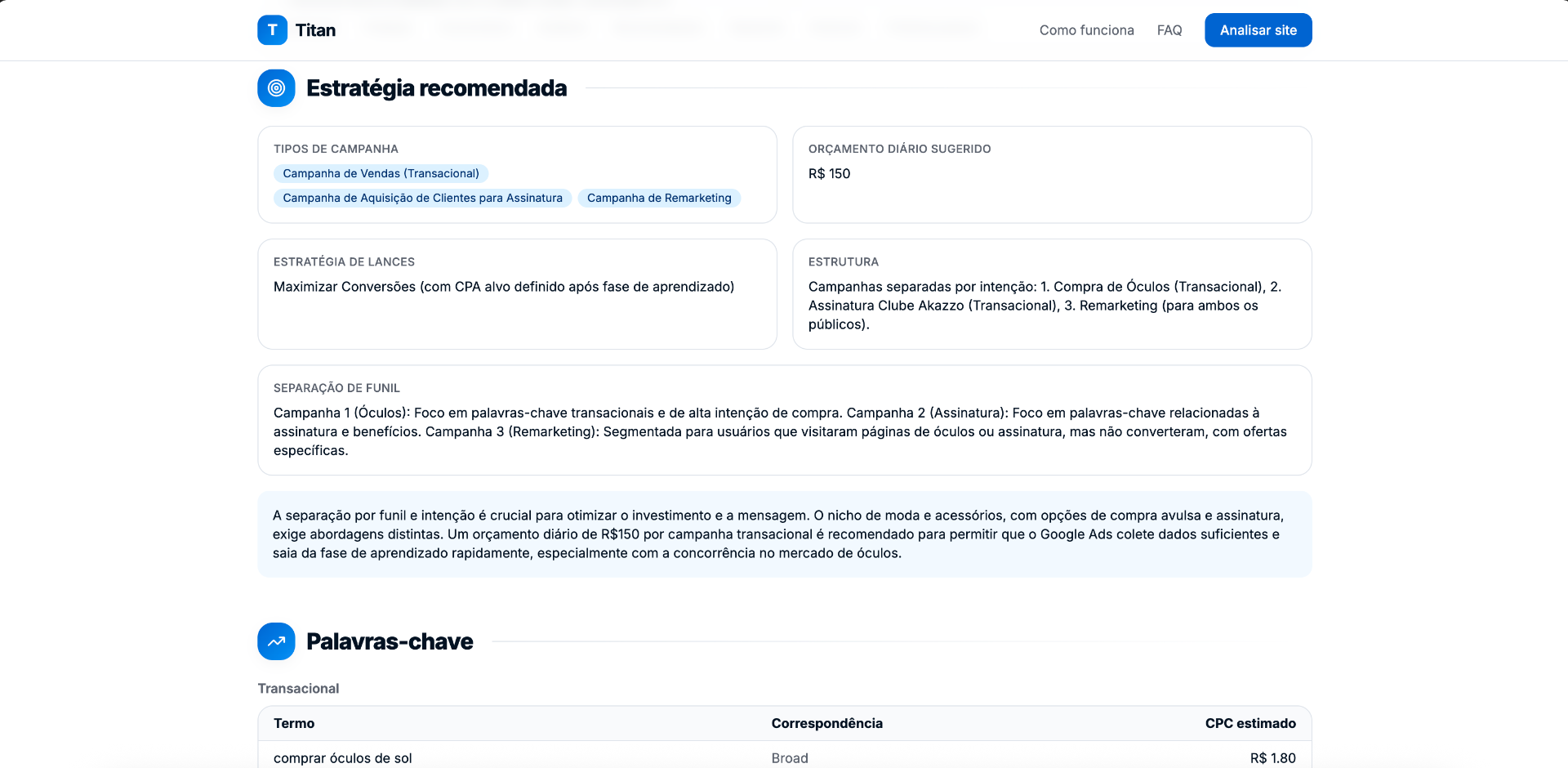 Estratégia recomendada